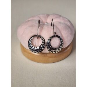 925 Sterling Silver Textured Open Disc Dangle Earrings Handmade FREE $HIPPING!!‎